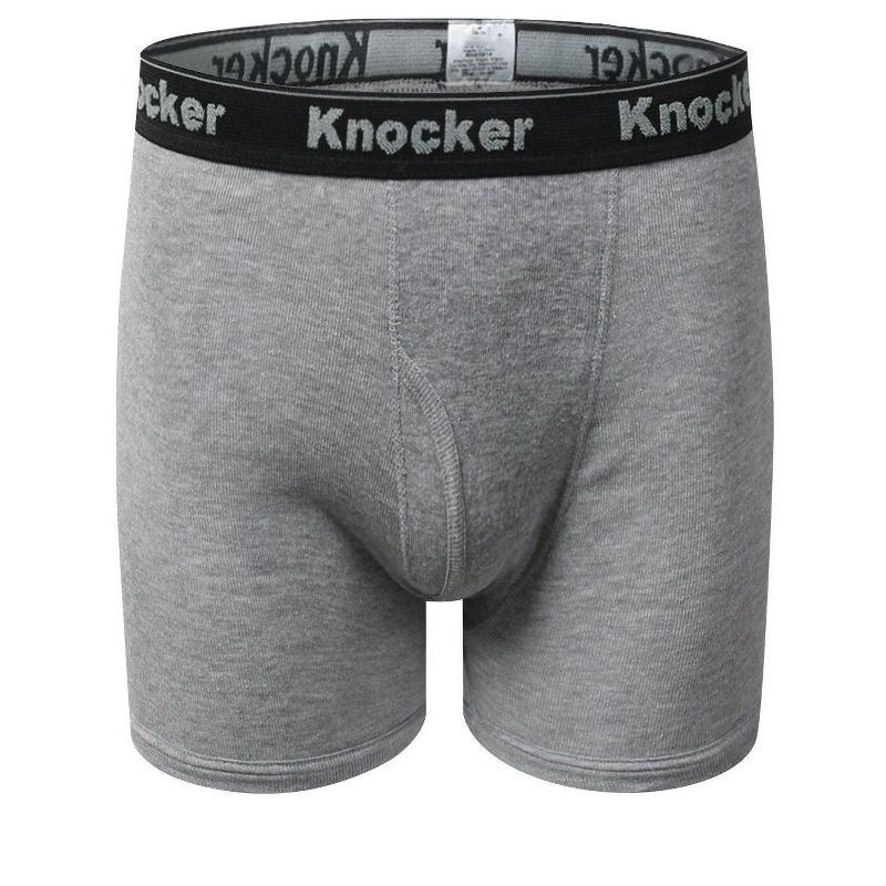 Knocker Men's 100% Plush Waistband Classic Style Cotton Underwears Boxer Briefs - 4 Pack, 5 of 10