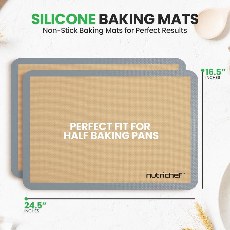 Nutrichef 2 - Pc Silicone Baking Mats - Brown & Gray, 2 of 8