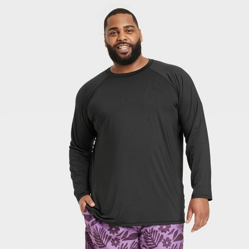 Men's Big & Tall Slim Fit Long Sleeve Rash Guard Swim Shirt - Goodfellow &  Co™ Black 2XL