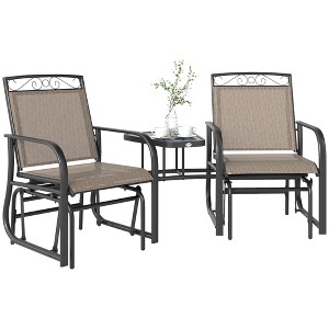 Aghana Digitals 2-Seat Outdoor Glider Chair Set with Tempered Glass Table, Weather-Resistant Steel - 1 of 4