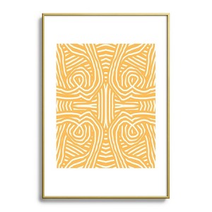 Little Dean Yellow mustard boho stripe Metal Framed Art Print - Deny Desings - 1 of 3