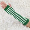 Allegra K Women's Stripe Print Knitted Fingerless Elbow Length Gloves Warmers One Size 1 Pair - 2 of 4