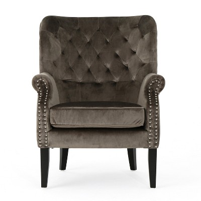 GDFStudio Wilkes Modern Velvet Upholstered Tufted Club Chair with Nailhead Accents