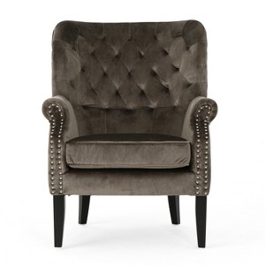 GDFStudio Wilkes Modern Velvet Upholstered Tufted Club Chair with Nailhead Accents - 1 of 4
