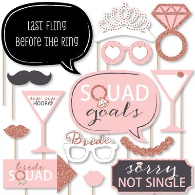 Big Dot of Happiness Bride Squad - Rose Gold Bridal Shower or Bachelorette Party Photo Booth Props Kit - 20 Count
