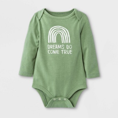 Baby 'Dreams Do Come True' Long Sleeve Bodysuit - Cat & Jack™ Olive Green 18M