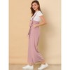 Allegra K Women's High Waist Wide Leg Belted Button Long Overalls Jumpsuit - 4 of 4