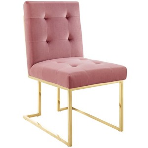Modway Privy Performance Velvet Gold Stainless Steel Dining Chair in Gold Dusty Rose - 1 of 4