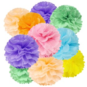 Wrapables Set of 18 Tissue Pom Pom Party Decorations - 1 of 4