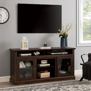 Sapphtopaz Modern TV Stand Furniture for TVs Up to 65" Storage Cabinet with 2 Glass Cabinets TV Console with Open and Closed Storage Space - 1 of 4