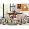 HomeStock 7-Piece Rectangle Mahogany Finish Solid Wood Top Dining Table with 6 Parson Chairs - 2 of 4