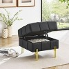 NicBex Modern 22" Square Ottoman Leather Small Footstools with Gold Metal Legs for Bedroom and Living Room - 2 of 4