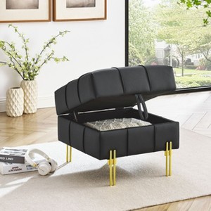 NicBex Square Leather Storage Ottoman Bench,Upholstered Storage Ottoman with Golden Stainless Steel Legs,Storage Bench for Living Room,Bedroom - 1 of 4