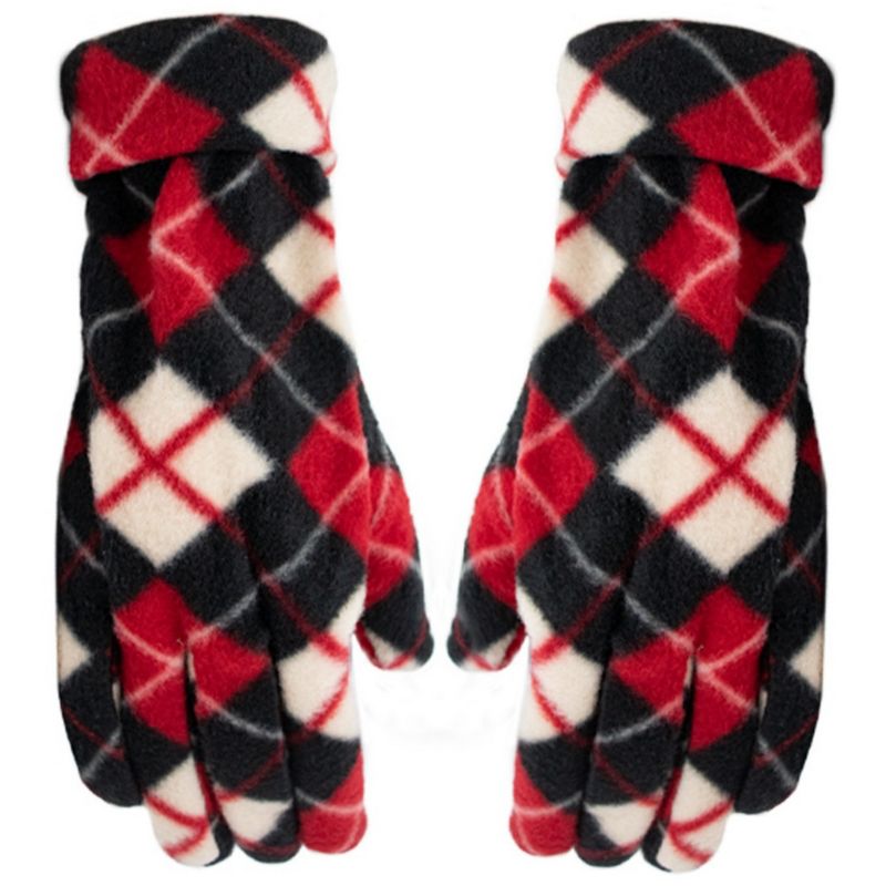 Women's Plaid 3-Piece Fleece Winter Set gloves scarf Hat, 3 of 6