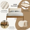 Queen Size Wood Platform Bed with Upholstered Headboard for Bedroom - 2 of 4