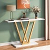 GlasFlength Console Tables Modern Narrow Table with Faux Marble Top and Gold Metal Frame for Living Room Entryway, White, 43.31"*11.81"*31.5" - 2 of 4