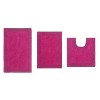 Luxury Reversible Bathroom Rugs Set, Washable Rug, Extra Soft and Absorbent bath Rug, Non-Slip Bath Mat Set, 3 Pcs Set with Contour, Hot Pink - 2 of 4