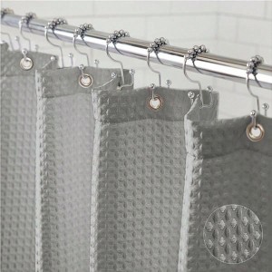 Waffle Shower Curtain Thick Weighted Fabric Gray Resistant Classic Hotel Quality Bathroom Shower Tub Wash 72x72 - 1 of 4