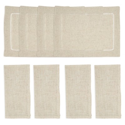 Beige Linen Toscana Placemat and Napkin Set, 20" x 14"