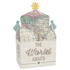 Big Dot of Happiness World Awaits - Treat Box Party Favors - Travel Themed Party Goodie Gable Boxes - Set of 12 - 1 of 4