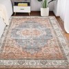 Area Rug-Washable Vintage Boho Rugs Non Slip-Distressed Printed Low Pile Indoor Carpet,Brown - 2 of 4