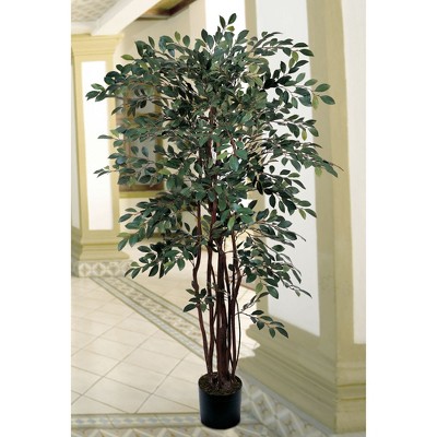 48" Green Silk and Plastic Potted Ruscus Tree