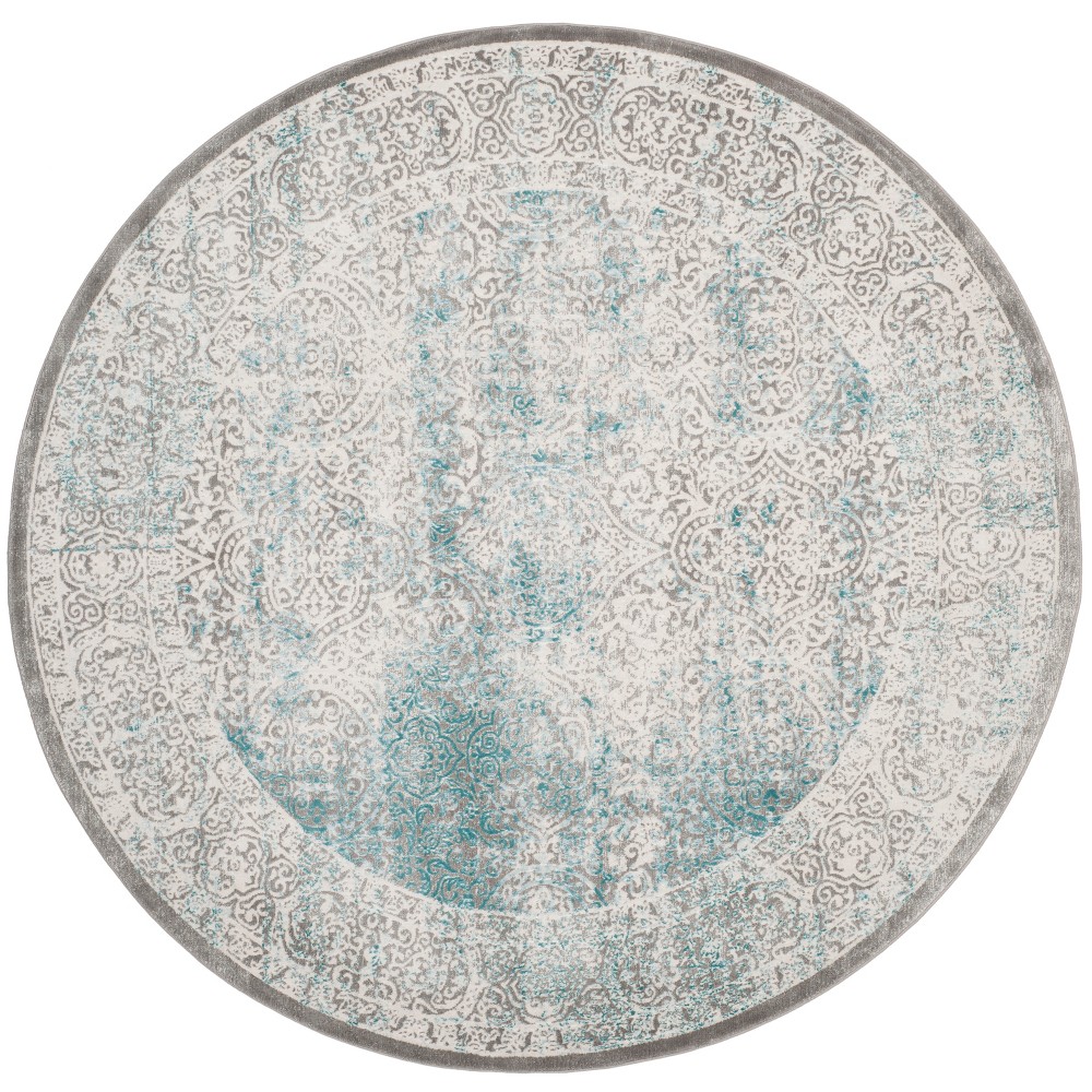 6'7in Solid Loomed Round Area Rug Turquoise/Ivory - Safavieh