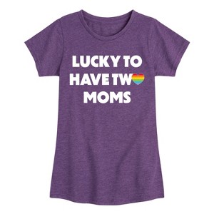 Girls' - Instant Message - Lucky Two Moms Fitted Short Sleeve Graphic T-Shirt - 1 of 4