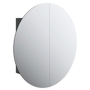 vidaXL Cabinet Bathroom Wall Vanity Mirror Cabinet with Round Mirror and LED - Black 21.3" x 21.3" x 6.9" - 1 of 4