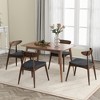 Lycvki Set of 2 Retro Rubberwood Chairs with Ergonomic Back & Plush Cushions, Walnut+Charcoal - 4 of 4