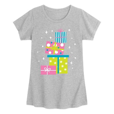 Girls' - Instant Message - Colorful Presents Fitted Short Sleeve Graphic T-Shirt