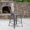 Flash Furniture 24" High Clear Coated Counter Height Stool with Back and Wood Seat - 2 of 4