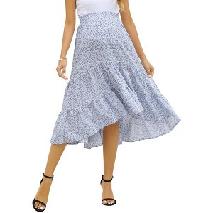 Women's High Waist Floral Print Pleated Maxi Skirt - 1 of 1