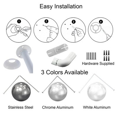 White L-Shaped Wall Mounted Corner Shower Curtain Rod