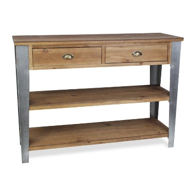 Cheung's Wooden Console Galvanized Legs Accent Table, Gray