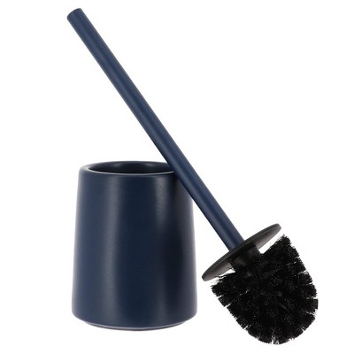 Evideco French Home Goods Elegant Stoneware Toilet Brush and Holder Set - Modern Bathroom Accessory - Durable and Compact Design