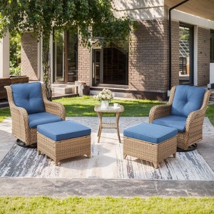 Gymojoy Outdoor Swivel Chair with Ottoman High Back Glider Chair with Soft Cushion - 1 of 4