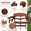 PAGED Outdoor Dining Set Wood Round Patio Dining Set with Built-in Benches, Umbrella Hole for Lawn, Patio, Garden - 2 of 4