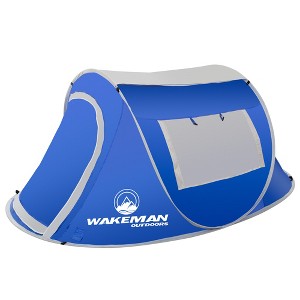 Leisure Sports 2-Person Water-Resistant Barrel Style Pop-Up Tent for Camping - With Rain Fly, Carry Bag, and Sunchaser - Blue - 1 of 4