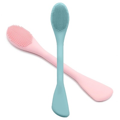 2 pack Facial Cleansing Brush, 2 in 1 Silicone Face Mask Brush & Face Scrubber, For Exfoliating, Massaging, Remove Blackheads