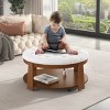 Modern Large Round Ottoman Coffee Table, Side Table With 2-Tier, Coffee Table With Storage In Wood-Cuddlewood - 3 of 4