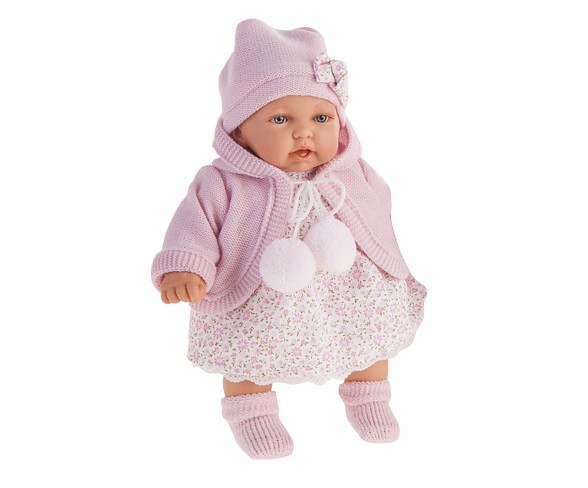 Antonio Juan Petit 11" Baby Girl Doll with Dark Pink Dress