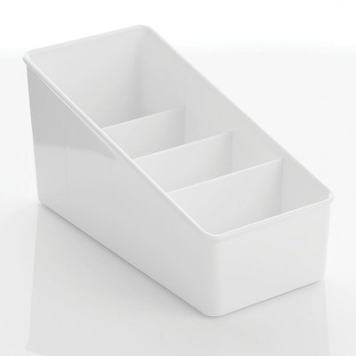 mDesign Plastic Bath Storage Organizer Bin Caddy - 4 Divided Sections - Clear