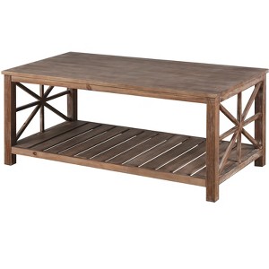 Zeus & Ruta 47 in. Modern Coffee Table with Storage Shelf - Antique Brown - 1 of 4