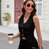 Women's Denim Vest Sleeveless V Neck Jean Suit Waistcoat Vest Cropped Tank Tops Casual Summer Button Down Jackets - 4 of 4