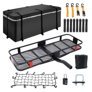 Hitch Mount Cargo Carrier Basket, Waterproof Cargo Bag 13 Cubic Feet, Hauling Weight Capacity of 500 Lbs and A Folding Arm.with Hitch Stabilizer,Net - 1 of 4