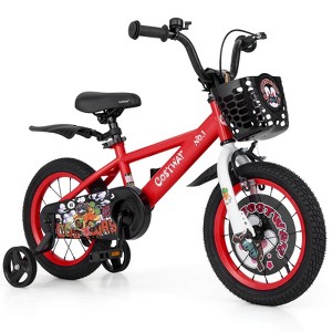 Costway 12"/14"/18" Kid's Bike for 4-8 with Height-Adjustable Handlebar & Saddle Handbrake Blue/Green/Red/Purple - 1 of 4