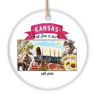 Artistic Kansas State Themes and Landmarks Christmas Ornament| OrnamentallyYou - 1 of 4