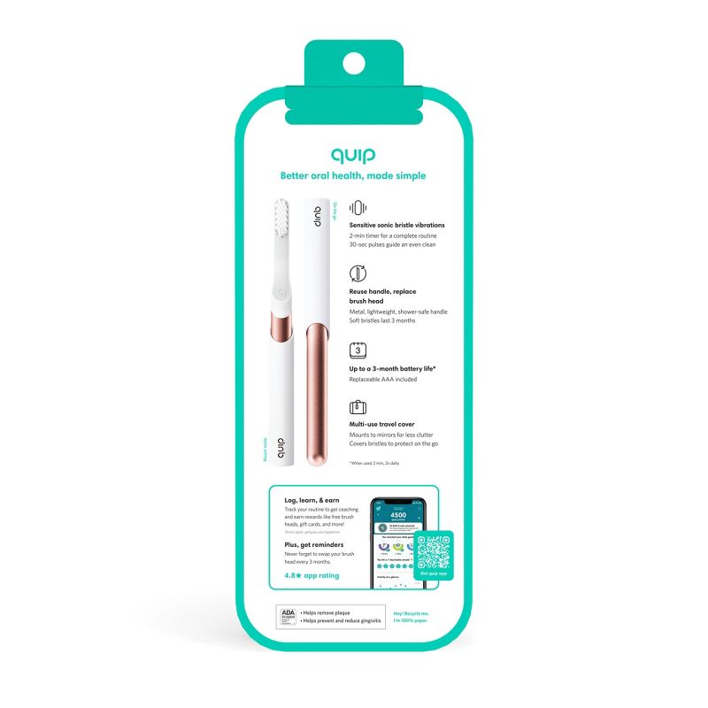 quip Sonic Electric Toothbrush - Metal | Timer + Travel Case/Mount, 4 of 20