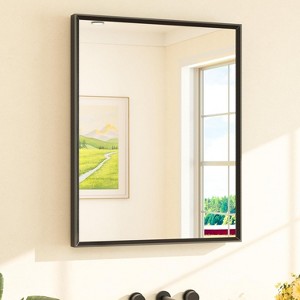 24x30 Inch Brushed Nickel Bathroom Mirror, Beveled Frame with Tempered Glass for Over Sink - 1 of 4